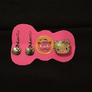 Hello Kitty earrings & Ring